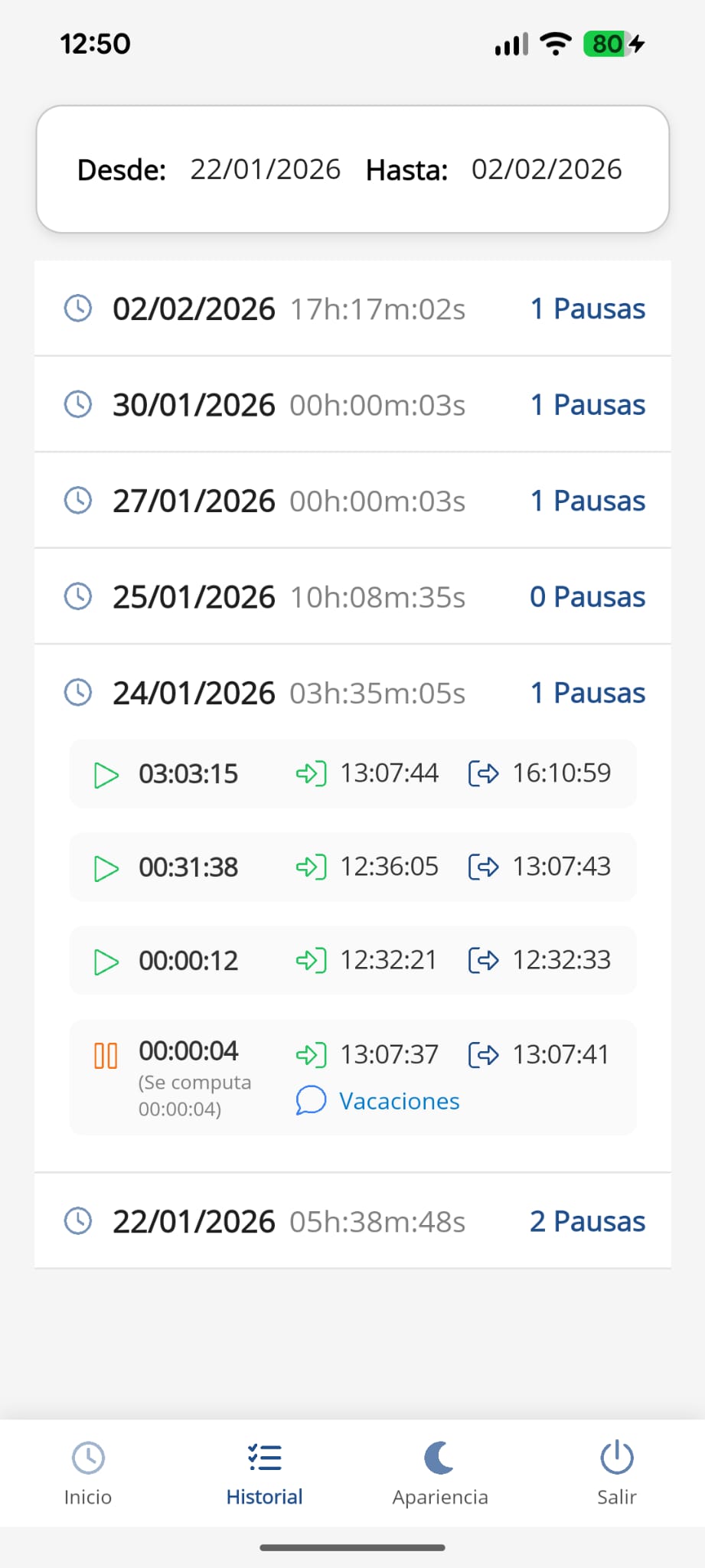 Histórico App